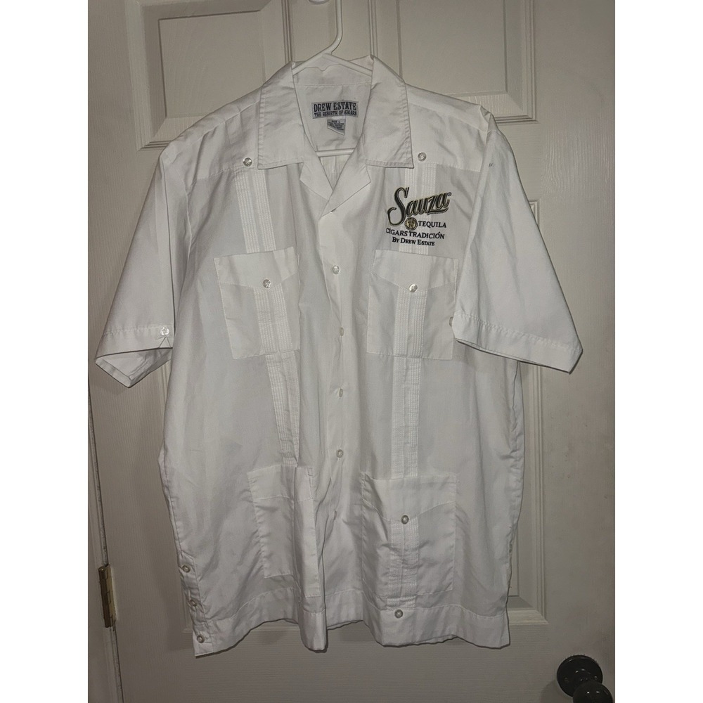Drew Estate Sauza Tequila Guayabera Shirt , L , Cigars Button Up Promo Embroider